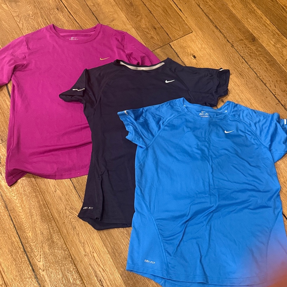 Nike Performance T-Shirts in Magenta, Navy, and Sky Blue